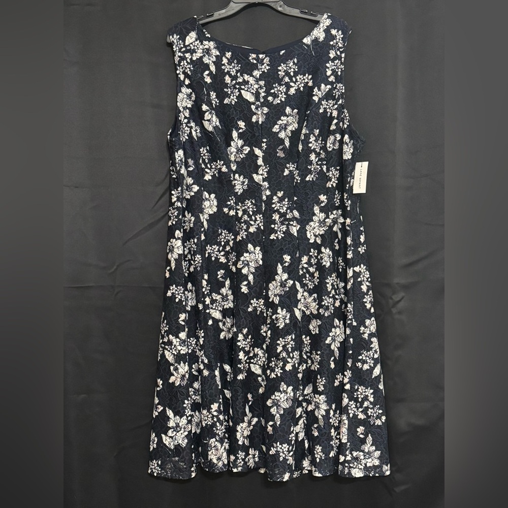 Lane Bryant Navy and White A-Line Midi Dress